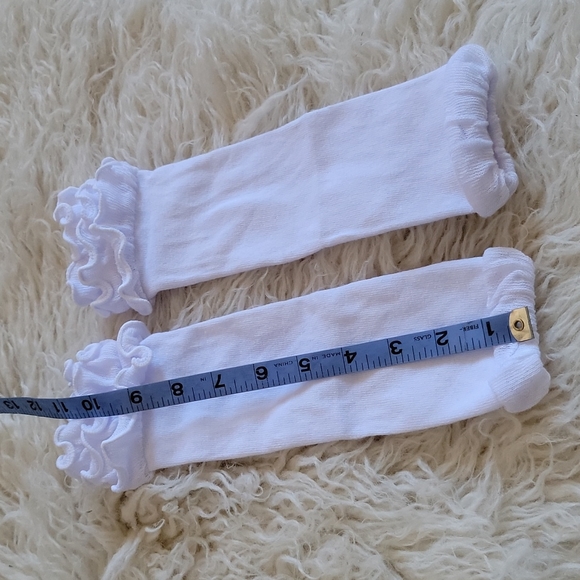 Double Ruffle Leg Warmers Footless Socks White - Picture 2 of 6
